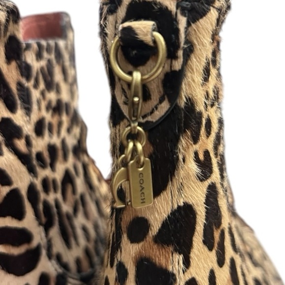 Coach Bowery Chelsea Pull-On Ankle Bootie Calf Fur Animal Print Cheetah Leopard - Picture 9 of 14
